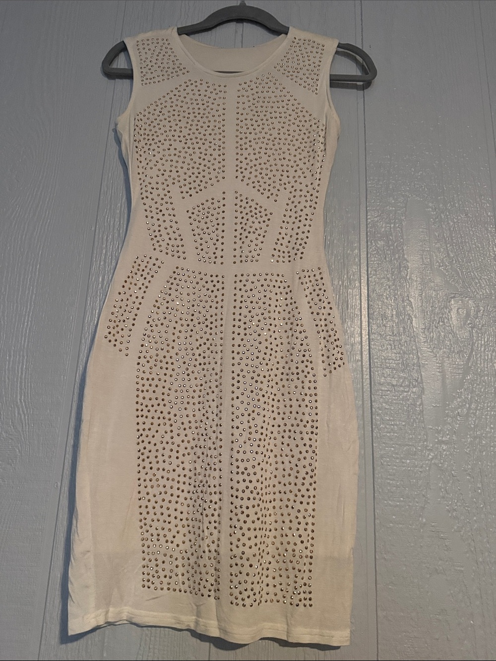 Sleeveless Studded Bodycon Dress in Ivory